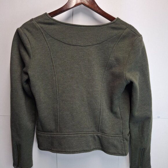 Athleta Belvadere Moto Jacket Green Quilted Softshell Zip Front Size M - Picture 4 of 11